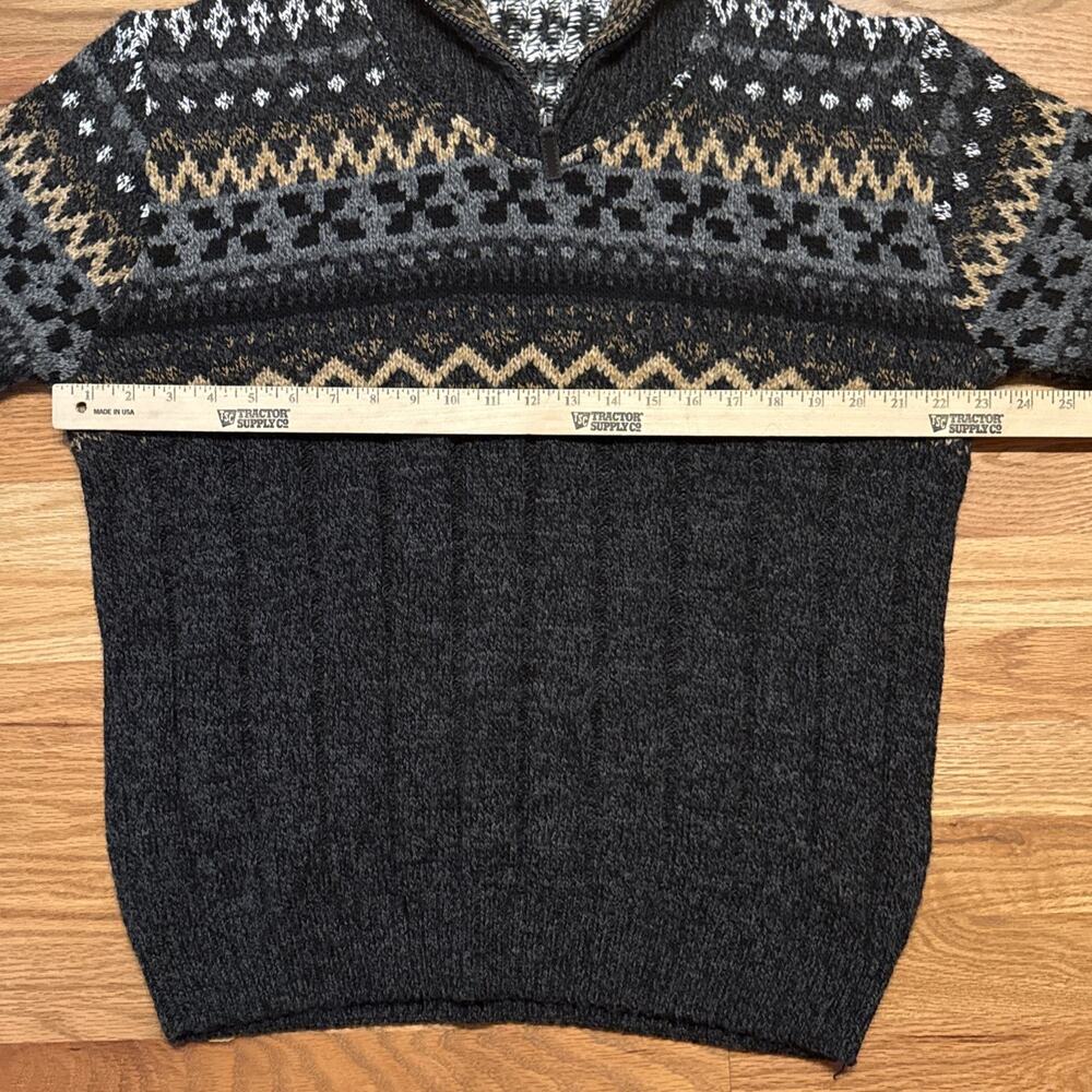 Mens Jumper Large Size JULIANO Grey Argyle Wool Italy Henley Sweater Pullover - Picture 8 of 8